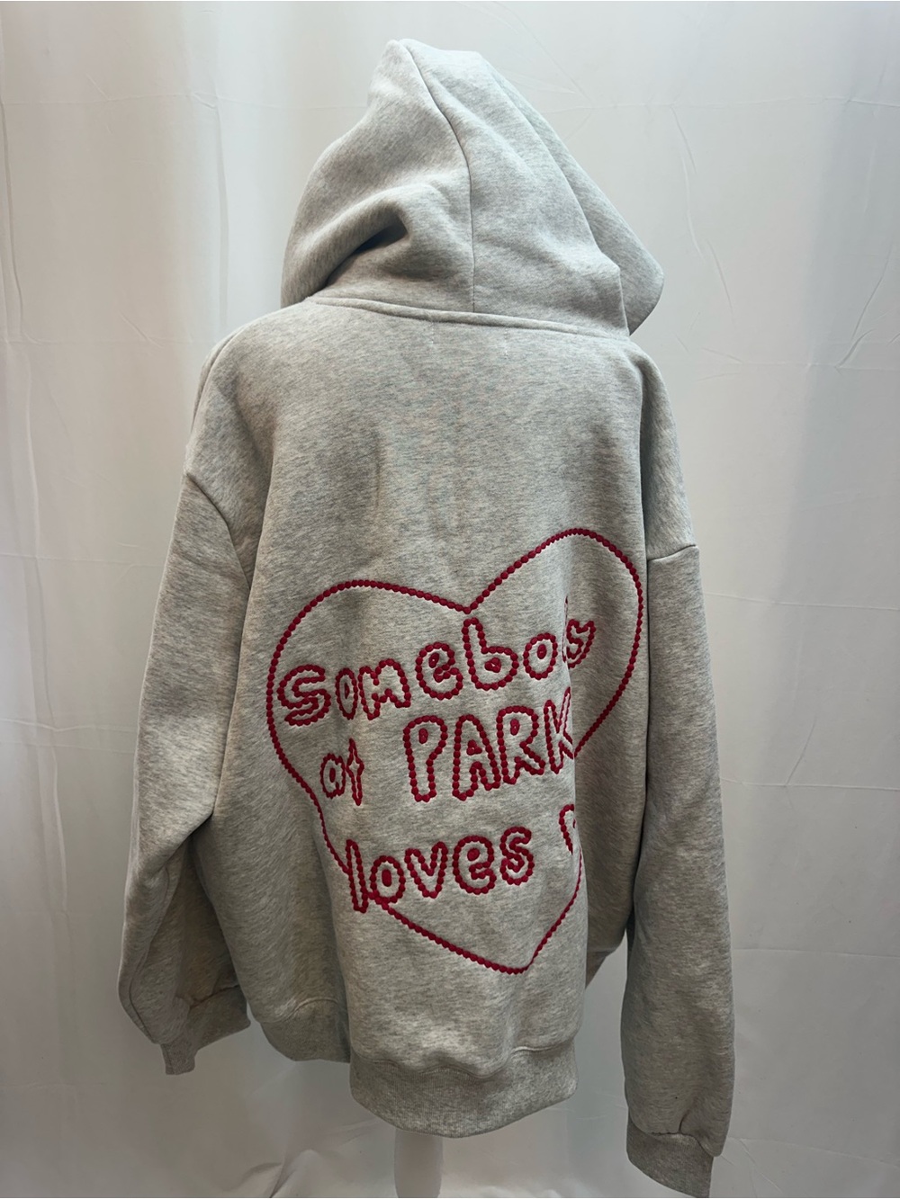Parke Valentine’s Collection Gray Hooded Sweatshirt with Red Stitch XXL NEW - Picture 4 of 5